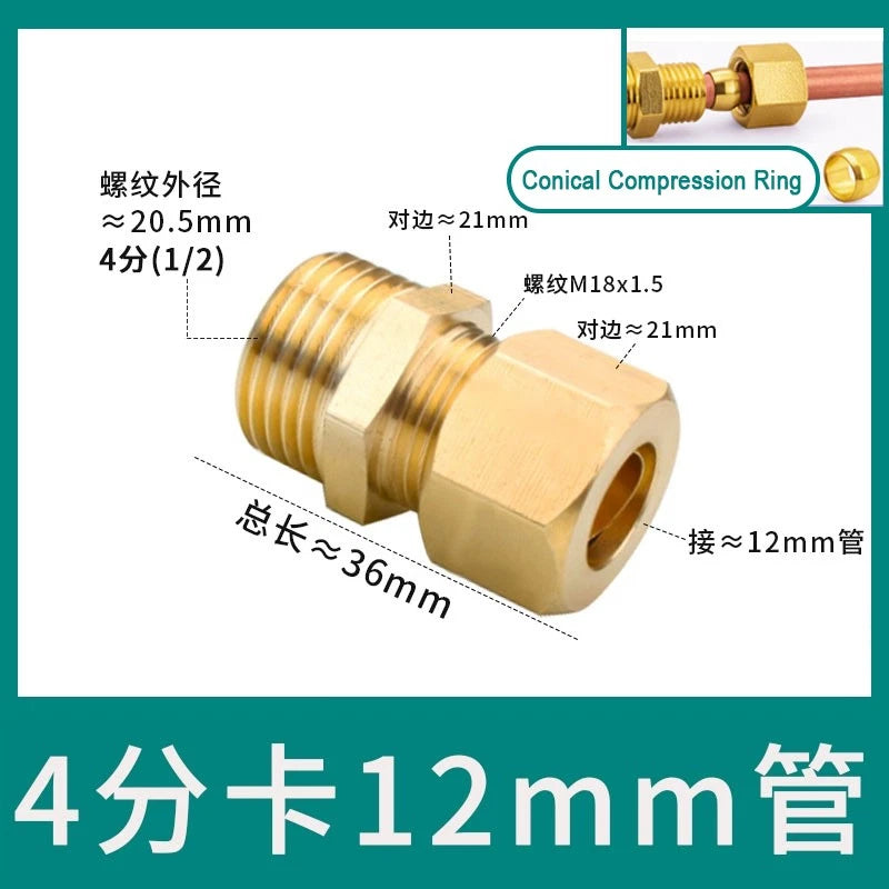 Brass Male Thread Compression Fittings – Circular, Conical & Double Ring, 1/8" to 1/2"