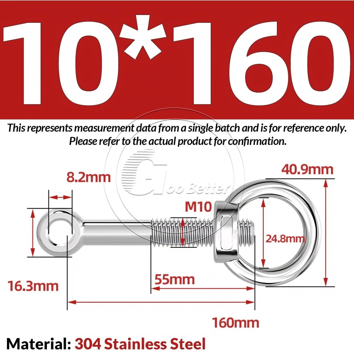 M10 M12 M14 Stainless Steel Eye Bolt & Eye Nut Set — A2 - 304, Threaded Lifting Ring - HomeDIYer