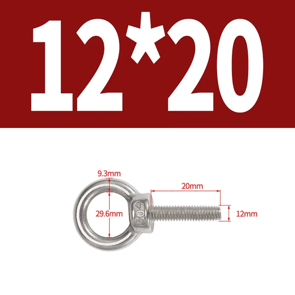A2 Stainless Steel Eye Bolts DIN 580 — M10 M12 M14 M16 M18 M20 M24 Lifting Ring Bolt