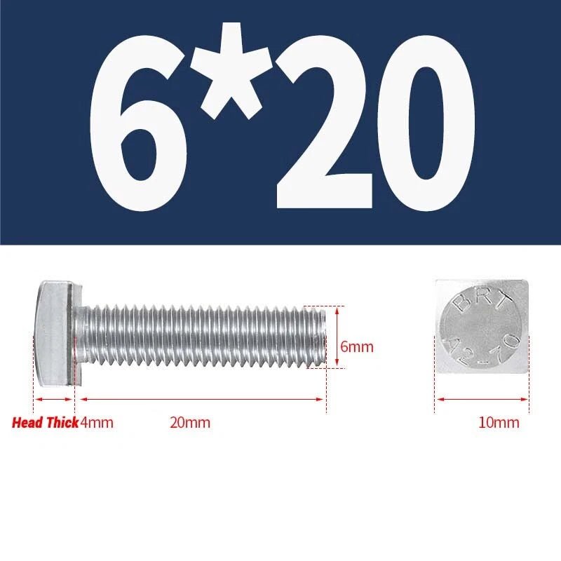Square Head Bolts M4 M5 M6 M8 M10 M12 — A2 304 Stainless Steel, Multiple Lengths - HomeDIYer