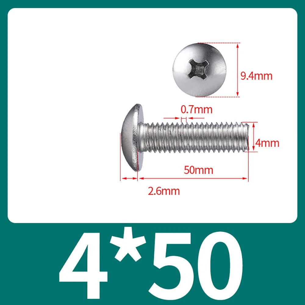 M4-M8 Phillips Truss Head Machine Screw Large Flat Head Screws Stainless Steel