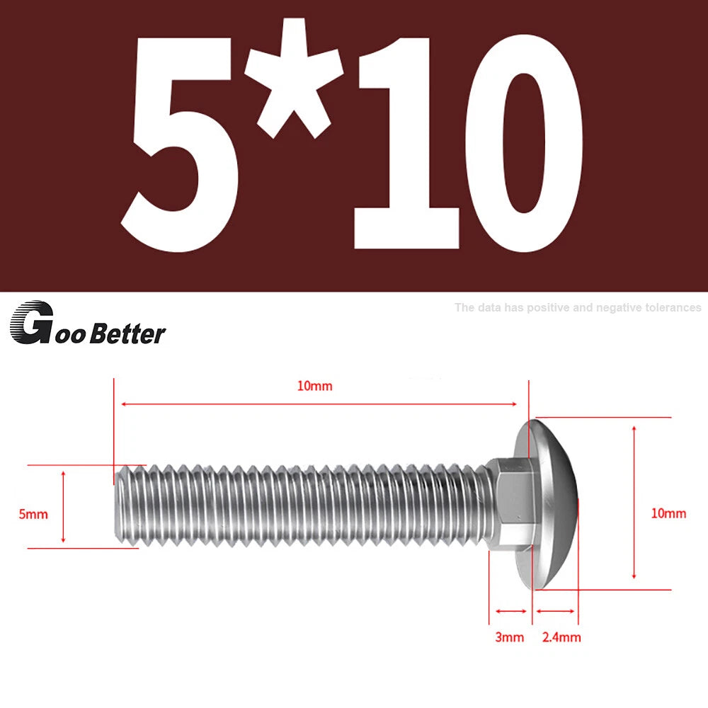 M4–M12 Carriage Bolts A2 Stainless Steel | Cup Square Neck Screws