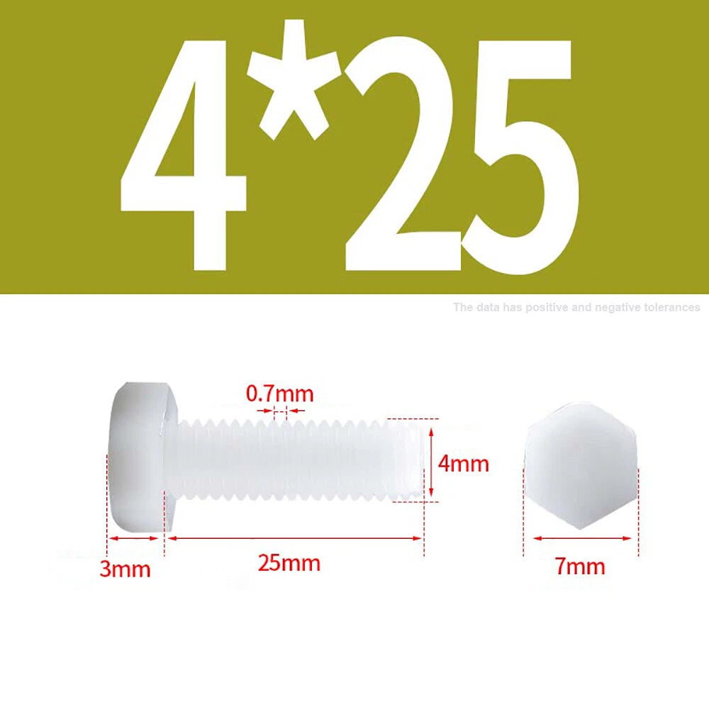 M3–M12 White Nylon Hex Bolts | Plastic Hexagon Head Machine Screws DIN 933
