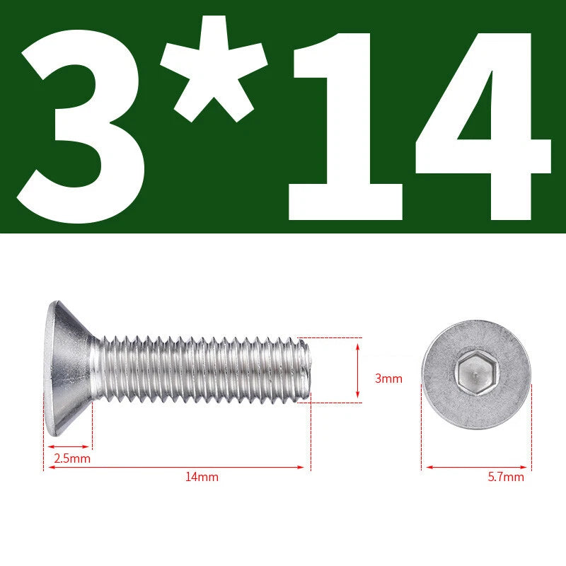 Allen Countersunk Head Screws V4A Steel Hexagon Socket Flat Head Machine Screw