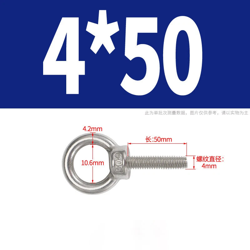 Lifting Eye Bolts A2 304 Stainless Steel M4 M5 M6 M8 M10 M12 M14 M16 M18 M20 M24