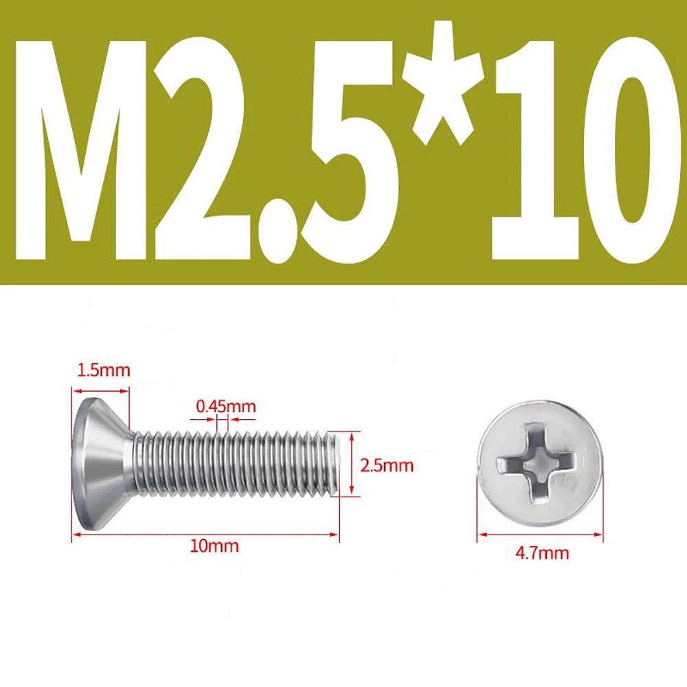 M2–M8 A4 Stainless Steel Phillips Countersunk Screws – Marine Grade, DIN 965, Fully Threaded (3–100mm)