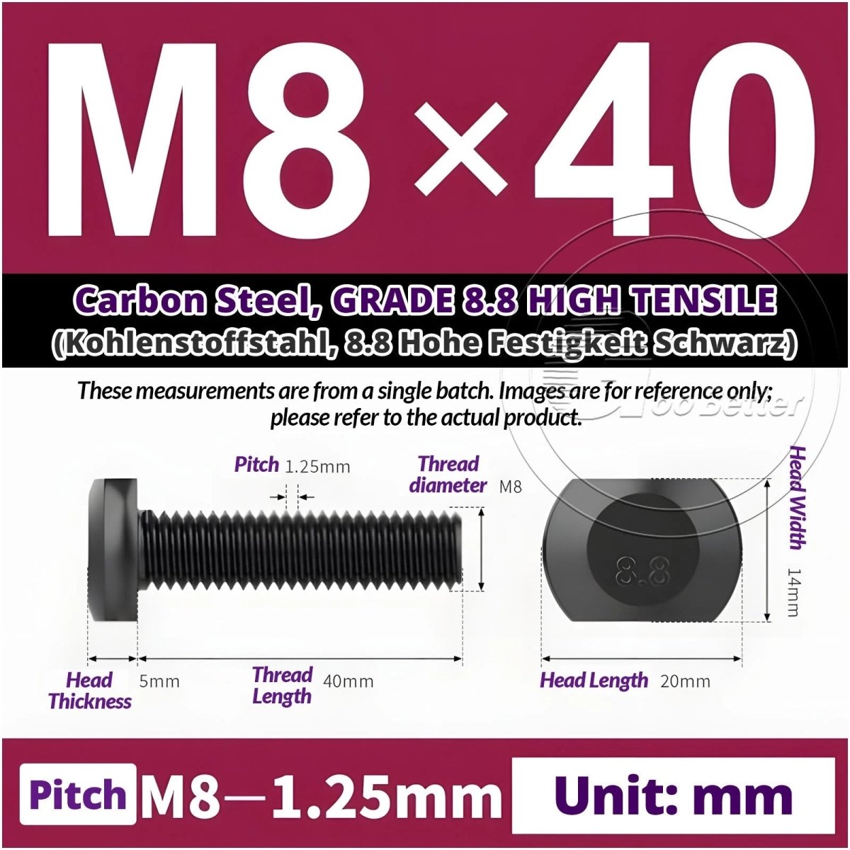 T - Slot Bolts M6 to M20 | Grade 8.8 High Tensile | T - Track Bolts 16mm–500mm - HomeDIYer