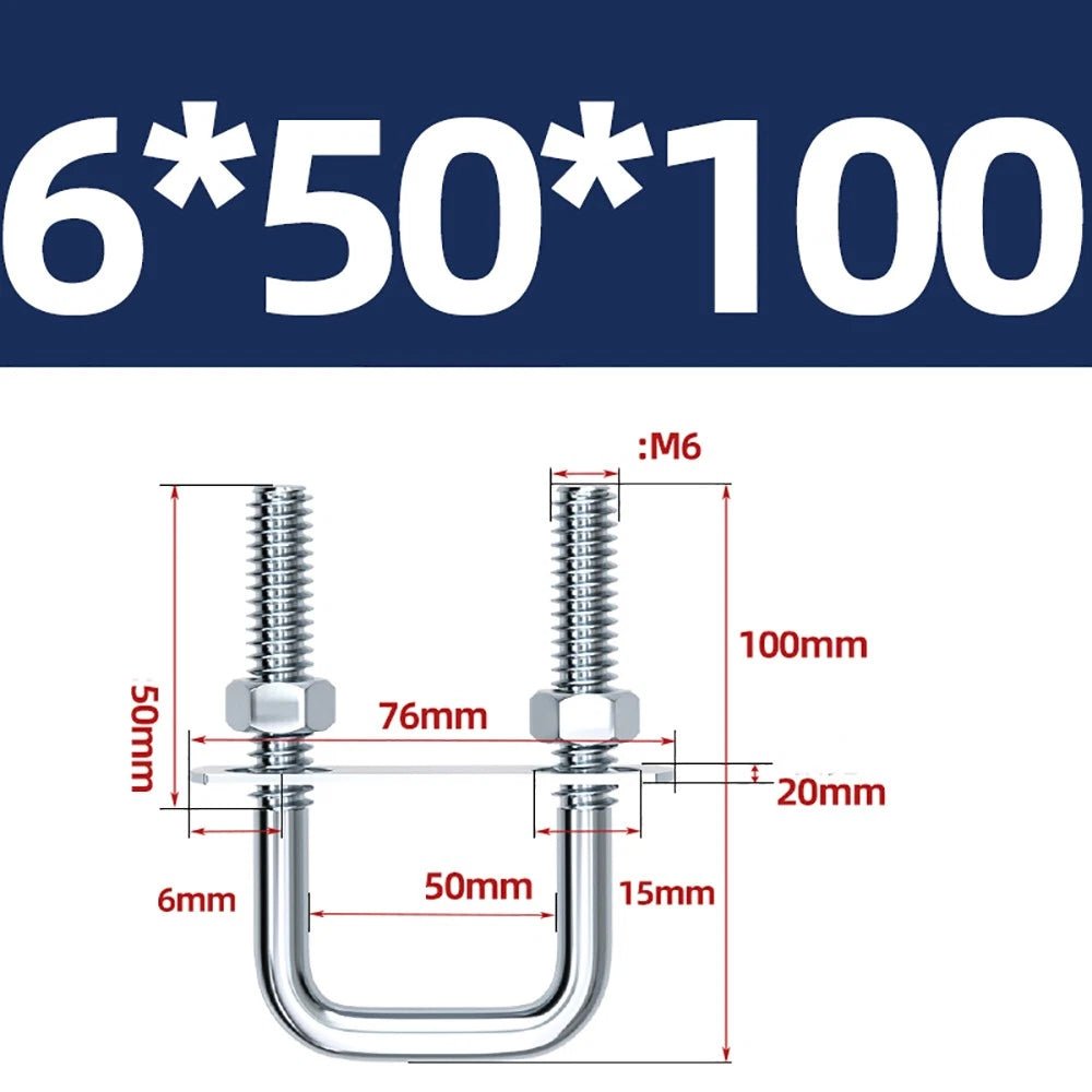 Square U - Bolts with Plate and Nuts – M6 M8 M10 M12 Zinc Plated, Trailer & Pipe Clamp Fasteners - HomeDIYer
