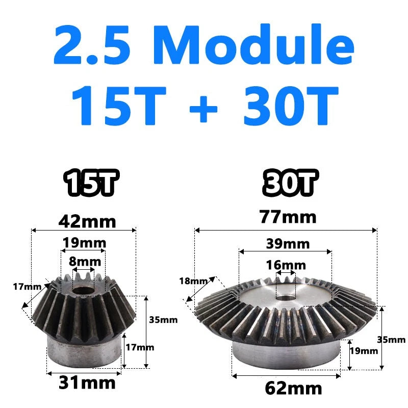 Precision Bevel Gears 0.5/1/1.5/2/2.5 Module 12/24 Teeth -35/70 Teeth Bevel Gear