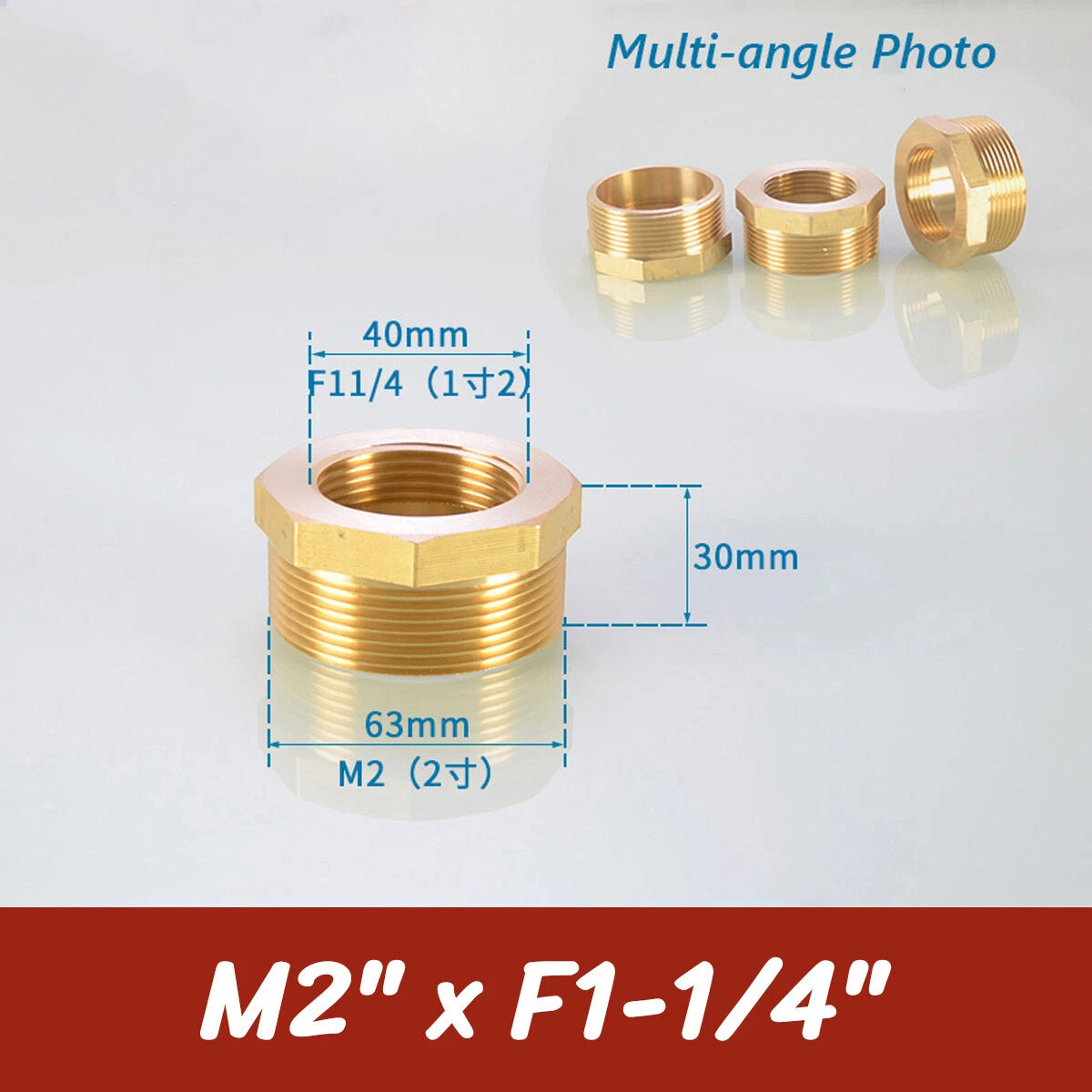 BSP Brass Reducing Hexagon Bush — Male to Female Thread Pipe Fittings