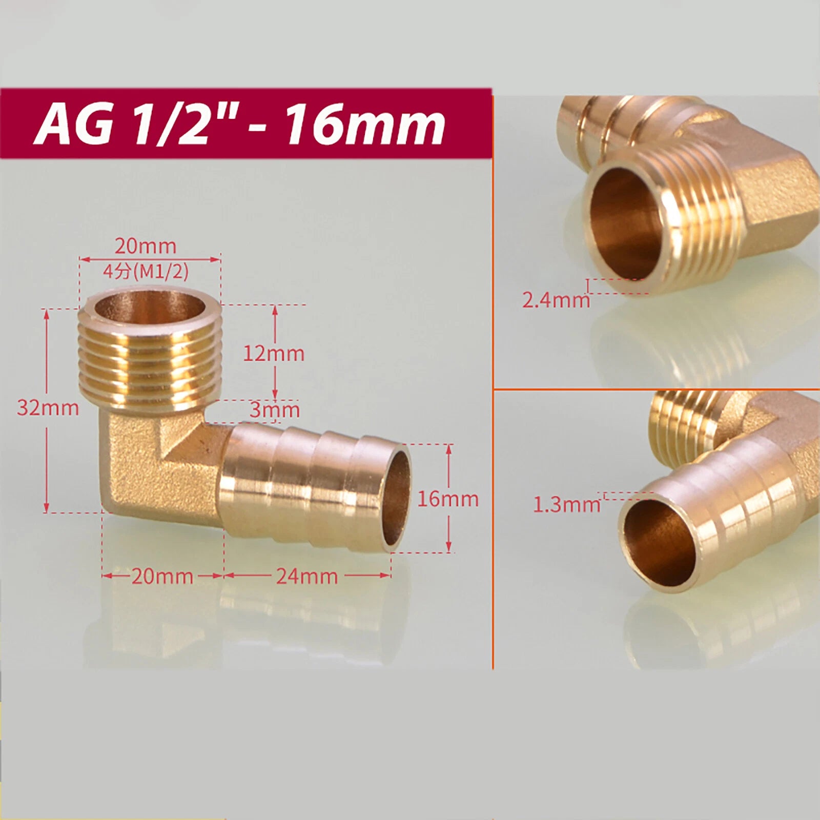 Brass 90° BSP Male Elbow x Barbed Hose Tail Fitting – Air & Water Pipe Connector