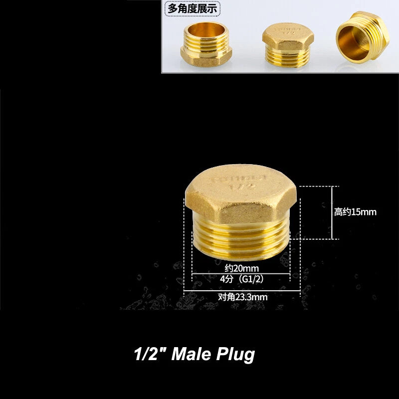 1/2" & 3/4" BSP Brass Pipe Fittings — Nipple, Elbow, Tee, Cross, Union, Plug & Bushing
