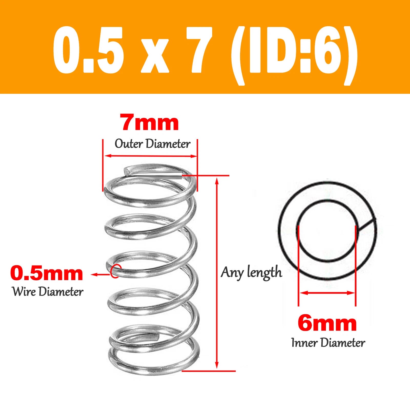 Compression Spring Various Size 3-12mm Diameter & 5-120mm Length Pressure Small