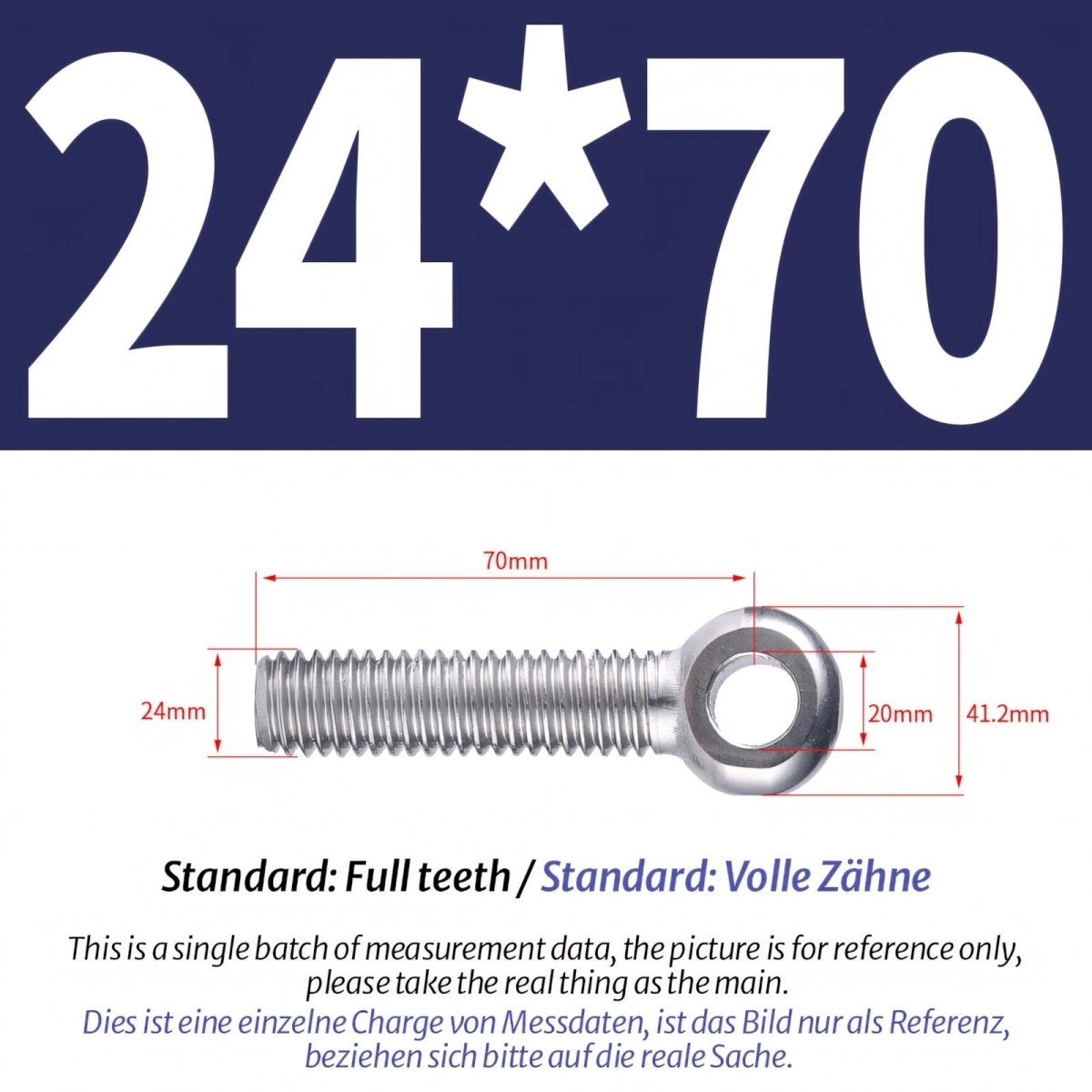 M20/M24 Stainless Steel A2 Eye Bolts – Threaded Ring for Catenary Wire & Hanging - HomeDIYer