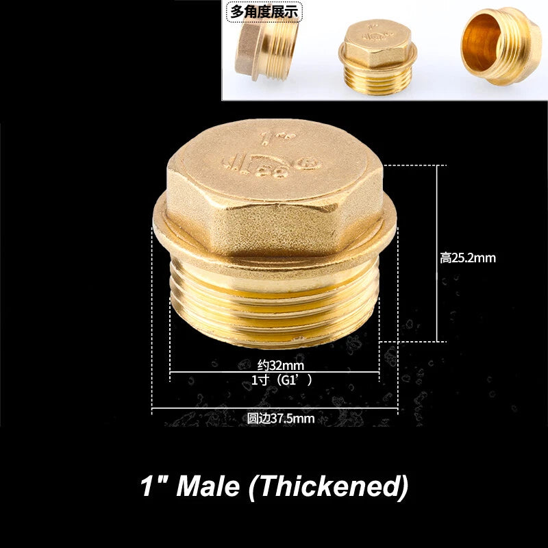 Brass BSP Blanking Cap Plug — 1/8" to 2" Male & Female Stop End with Washer