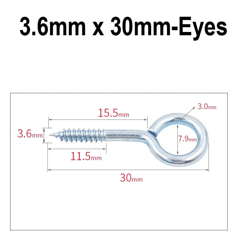 Screw-In Hooks & Eye Hooks — Galvanized, Nickel, Copper & Stainless, 1.1mm–8.6mm
