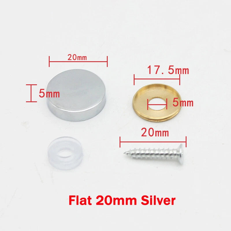Mirror Screws Cap – Brass Chrome Decorative Cover Caps (10mm to 25mm) for Glass & Furniture – Silver/Gold