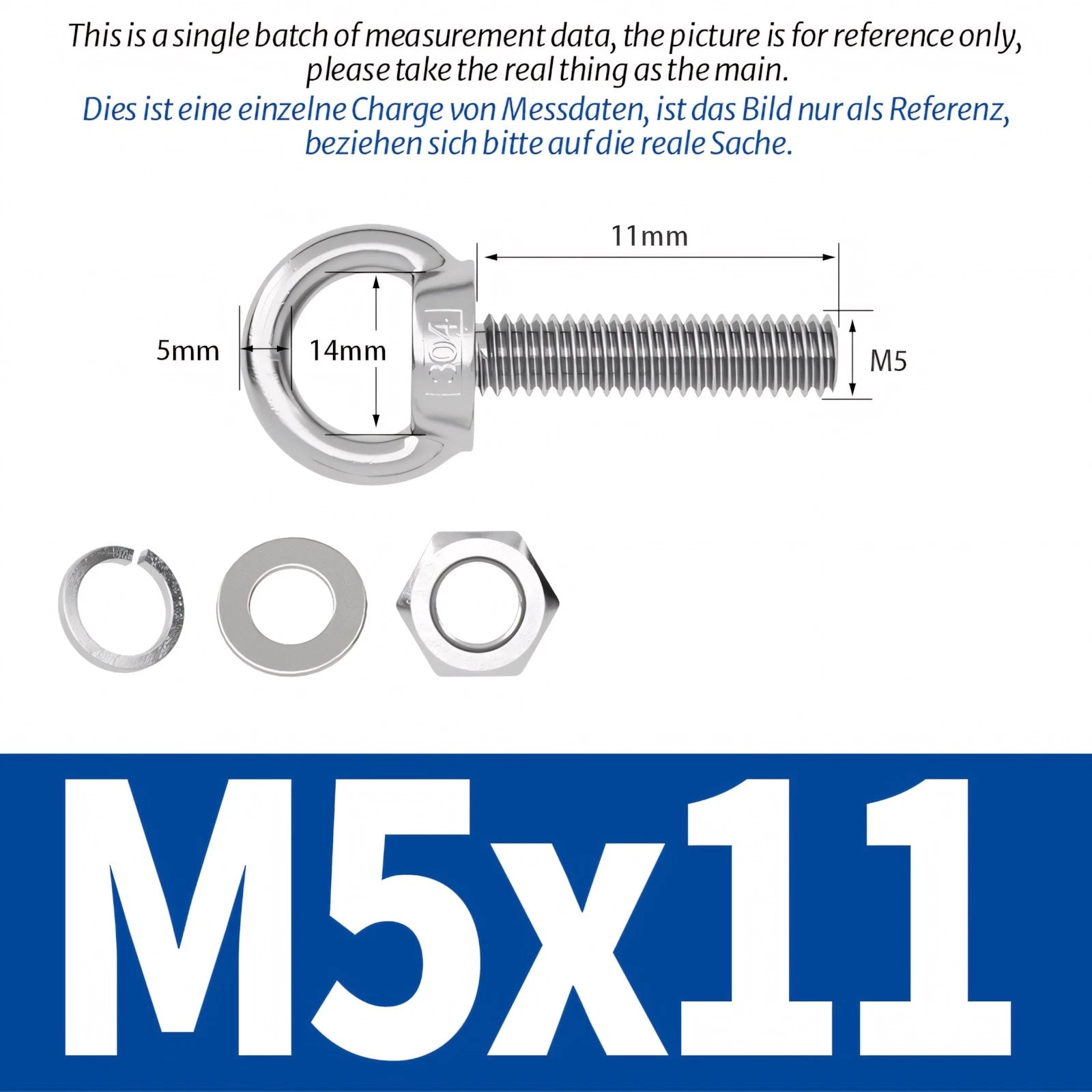 M3 M4 M5 M6 Eye Bolts Kit Screws Nut Washer Long Boat Stainless Steel A2 304