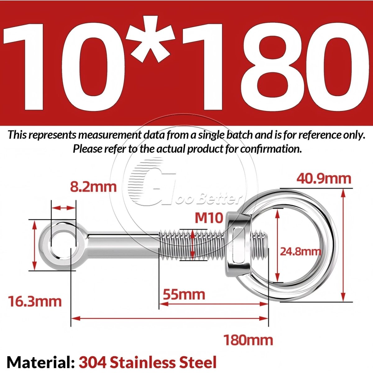 M10 M12 M14 Stainless Steel Eye Bolt & Eye Nut Set — A2 - 304, Threaded Lifting Ring - HomeDIYer
