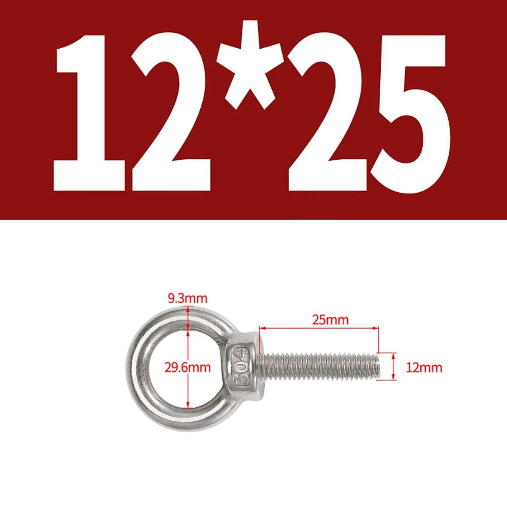 A2 Stainless Steel Eye Bolts DIN 580 — M10 M12 M14 M16 M18 M20 M24 Lifting Ring Bolt