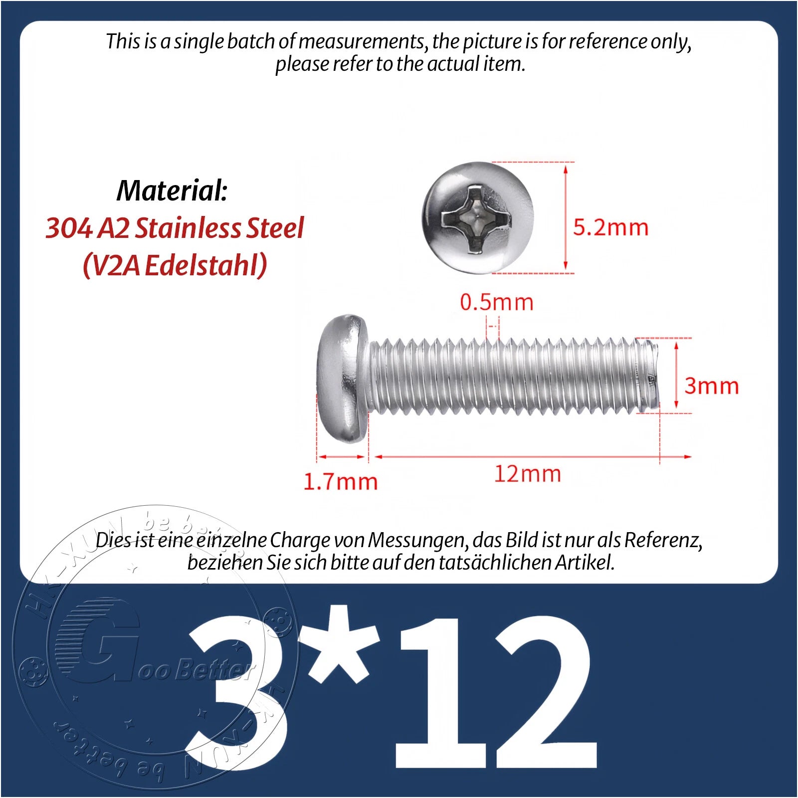 M3 M3.5 Phillips Pan Head Machine Screws – A2 Stainless Steel DIN 7985H (3–180mm Lengths)