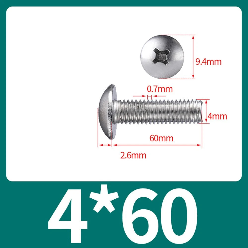 M4-M8 Phillips Truss Head Machine Screw Large Flat Head Screws Stainless Steel