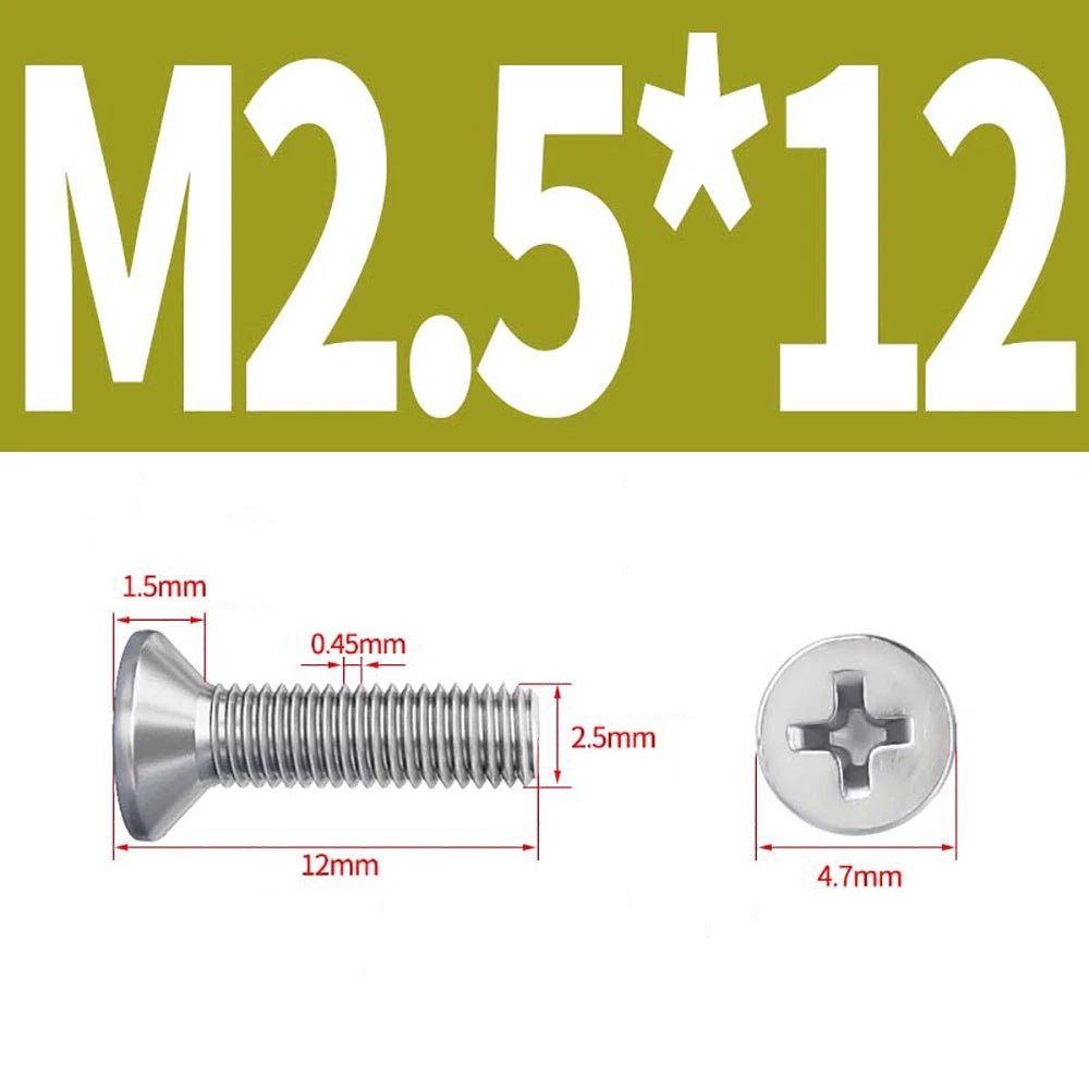 M2–M8 A4 Stainless Steel Phillips Countersunk Screws – Marine Grade, DIN 965, Fully Threaded (3–100mm)