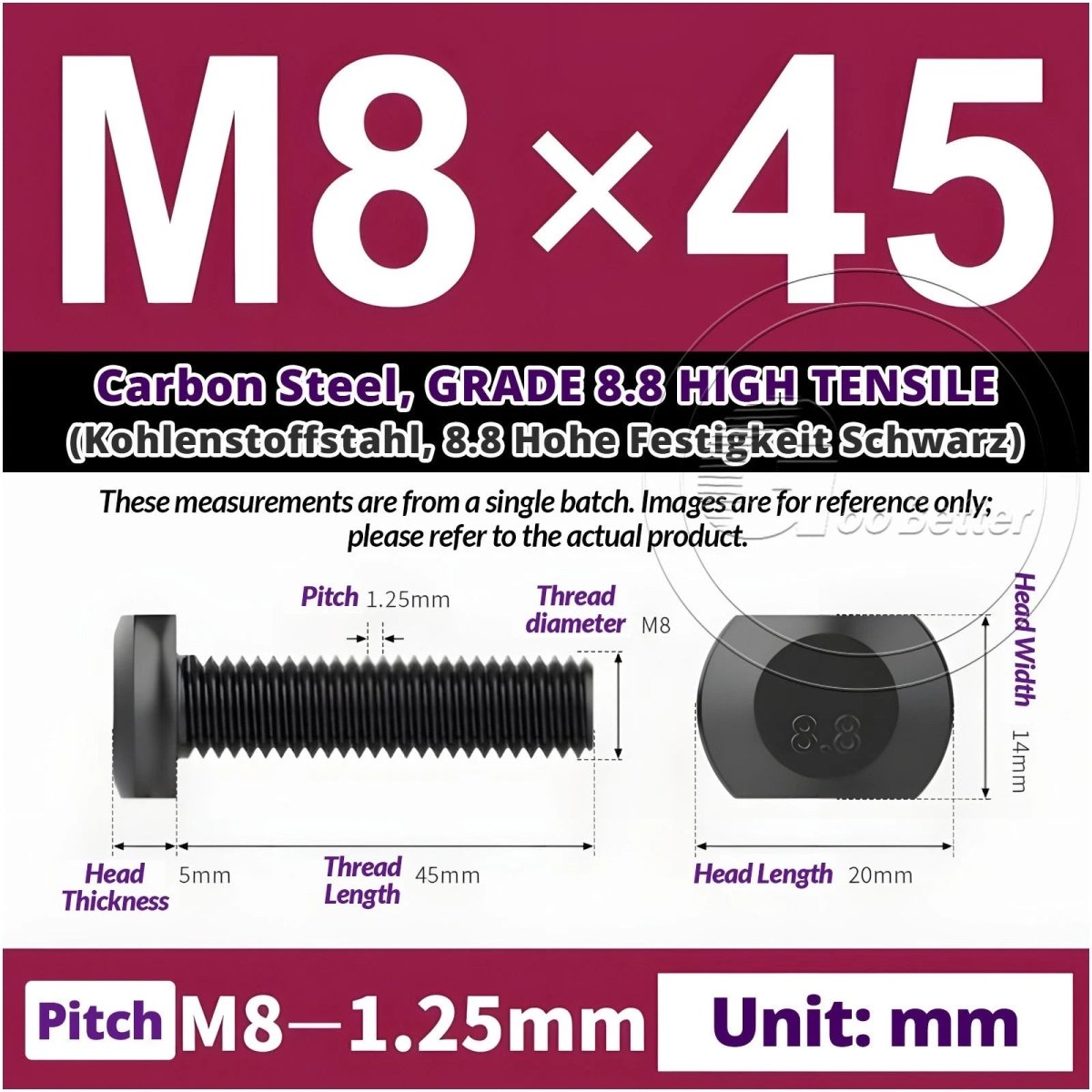 T - Slot Bolts M6 to M20 | Grade 8.8 High Tensile | T - Track Bolts 16mm–500mm - HomeDIYer