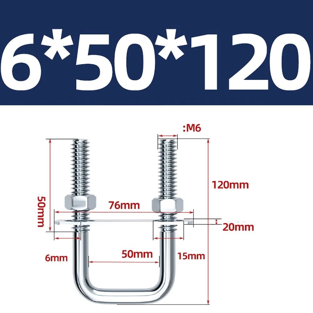 Square U - Bolts with Plate and Nuts – M6 M8 M10 M12 Zinc Plated, Trailer & Pipe Clamp Fasteners - HomeDIYer