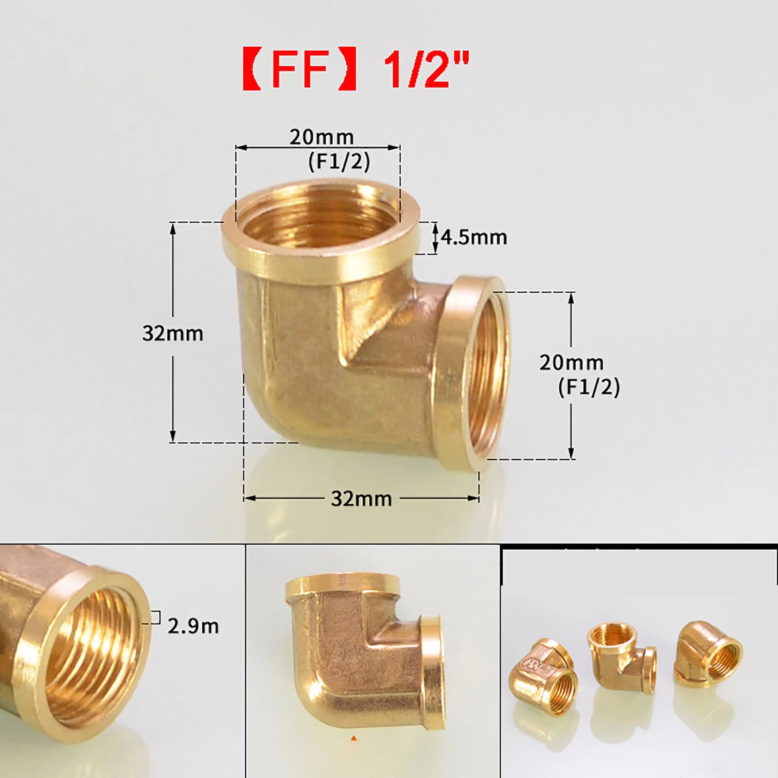 Brass 90° Elbow BSP Threaded Pipe Fitting — Equal & Reducer, 1/8" to 1/2"