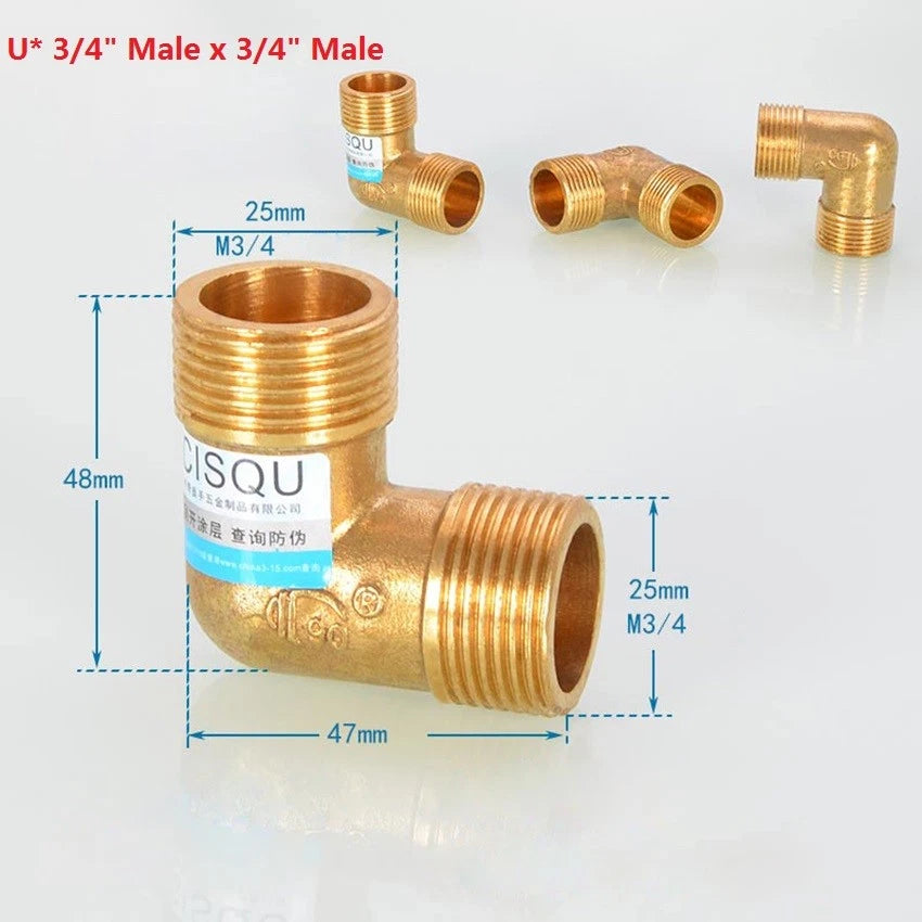 Brass NPT Pipe Fittings – 1/2" & 3/4" Male Female Thread Adapter Connector