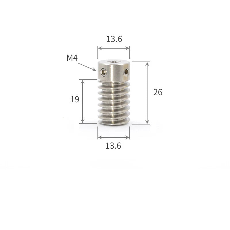 0.5/0.8 Module Worm Gear 20T-60T Teeth Brass Worm Gear Wheel & Worm Gear Shaft