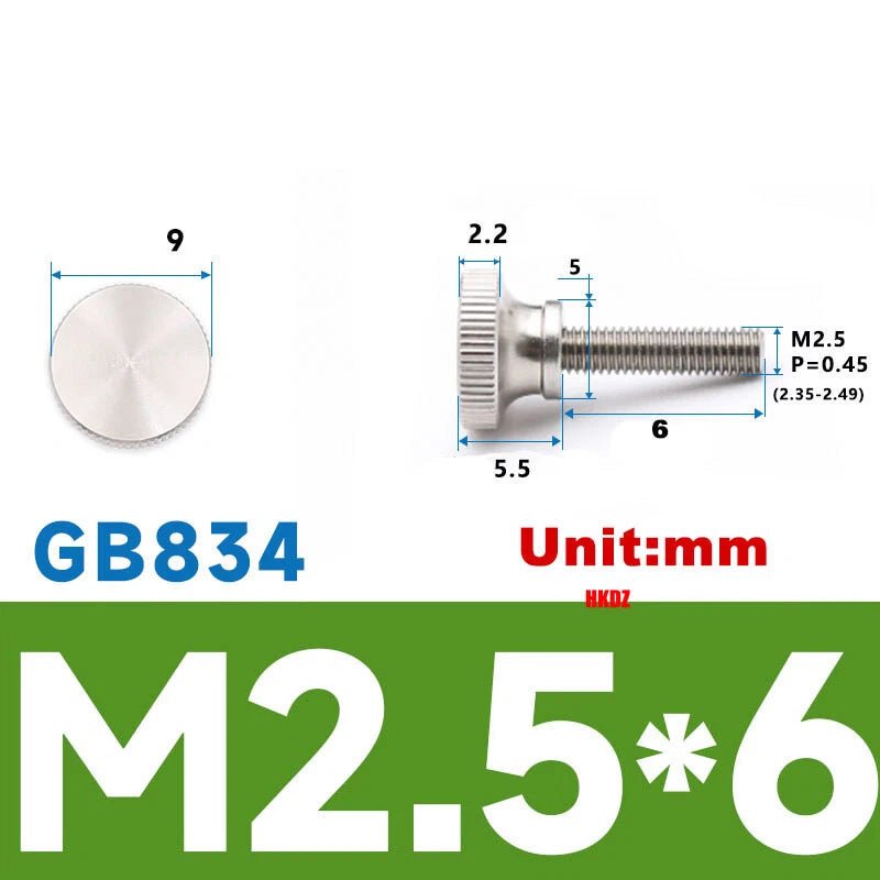 M2/M2.5 High Head Knurled Thumb Screws – 303 Stainless Steel Hand Grip Knob Bolts (3 - 12mm) - HomeDIYer