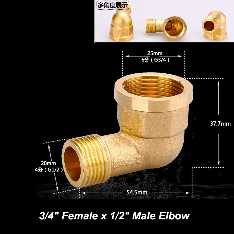 1/2" & 3/4" BSP Brass Pipe Fittings — Nipple, Elbow, Tee, Cross, Union, Plug & Bushing