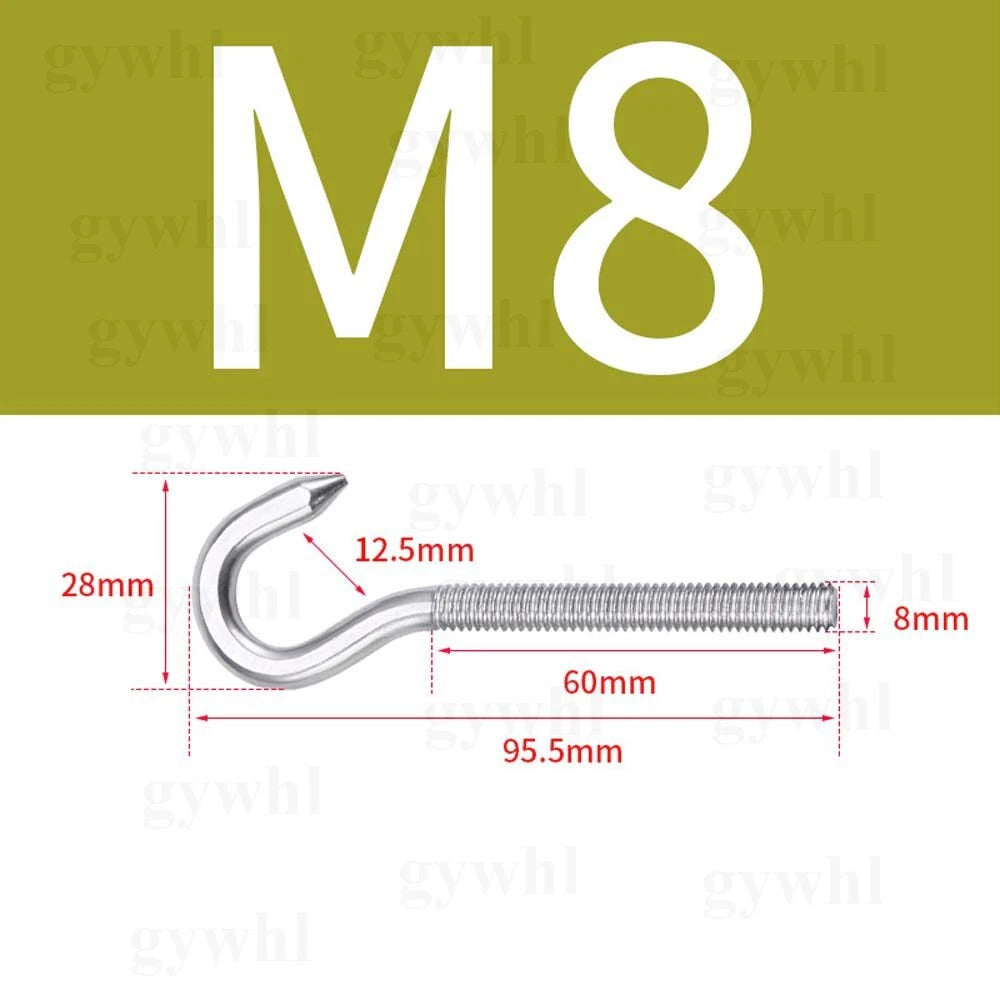 Heavy Duty Stainless Threaded Eye Hook Bolt Ring Bolts for Garden Fence Projects