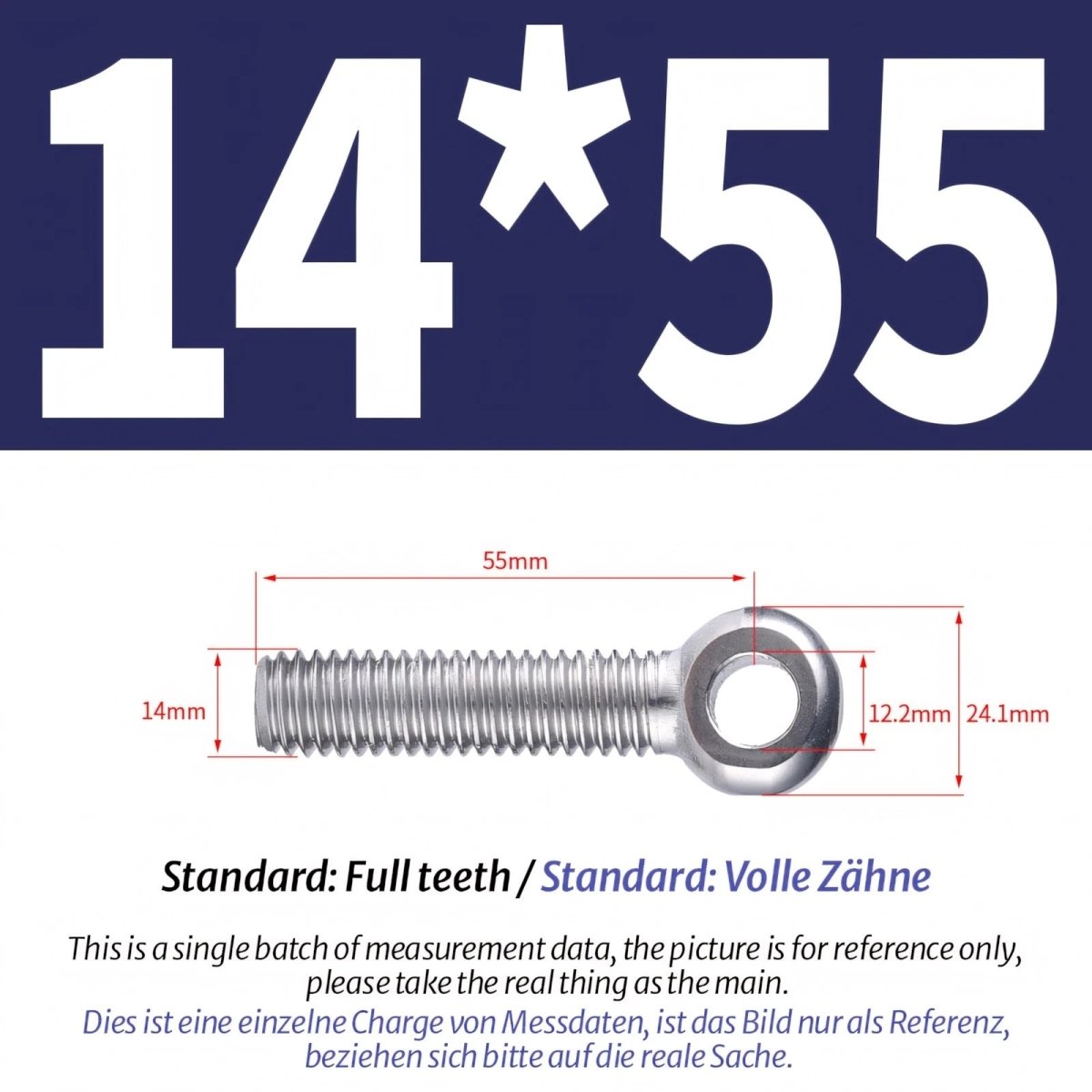 M12 M14 Stainless Steel Eye Bolts – Threaded Ring for Catenary Wire & Hanging - HomeDIYer