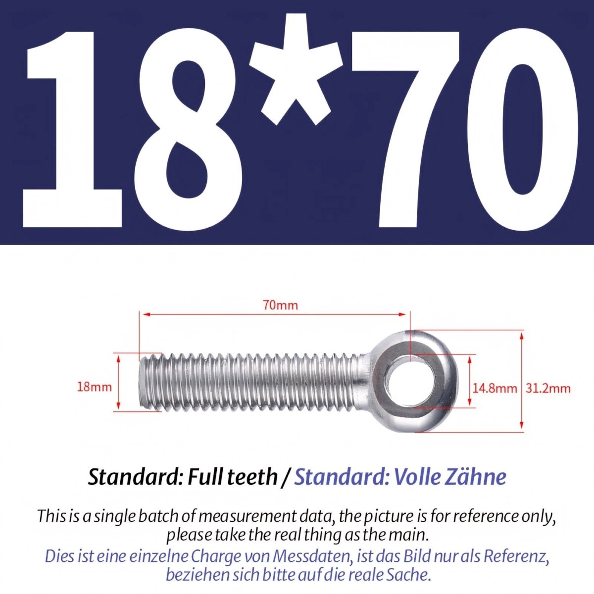M16 M18 Stainless Steel A2 Eye Bolts – Threaded Ring for Catenary Wire & Hanging - HomeDIYer