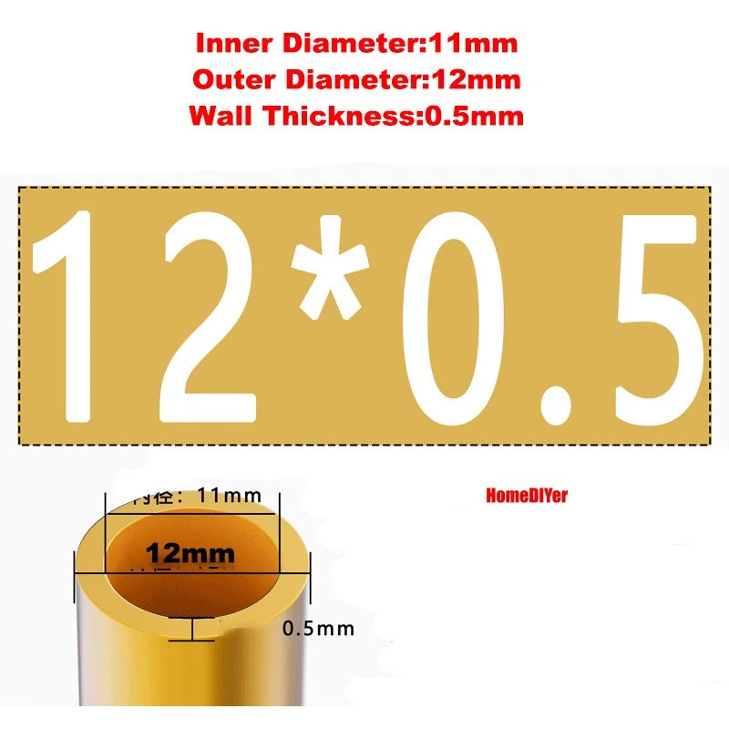 H62 Brass Round Tube — OD 2mm–100mm, Wall 0.5mm–4mm, 200mm Length