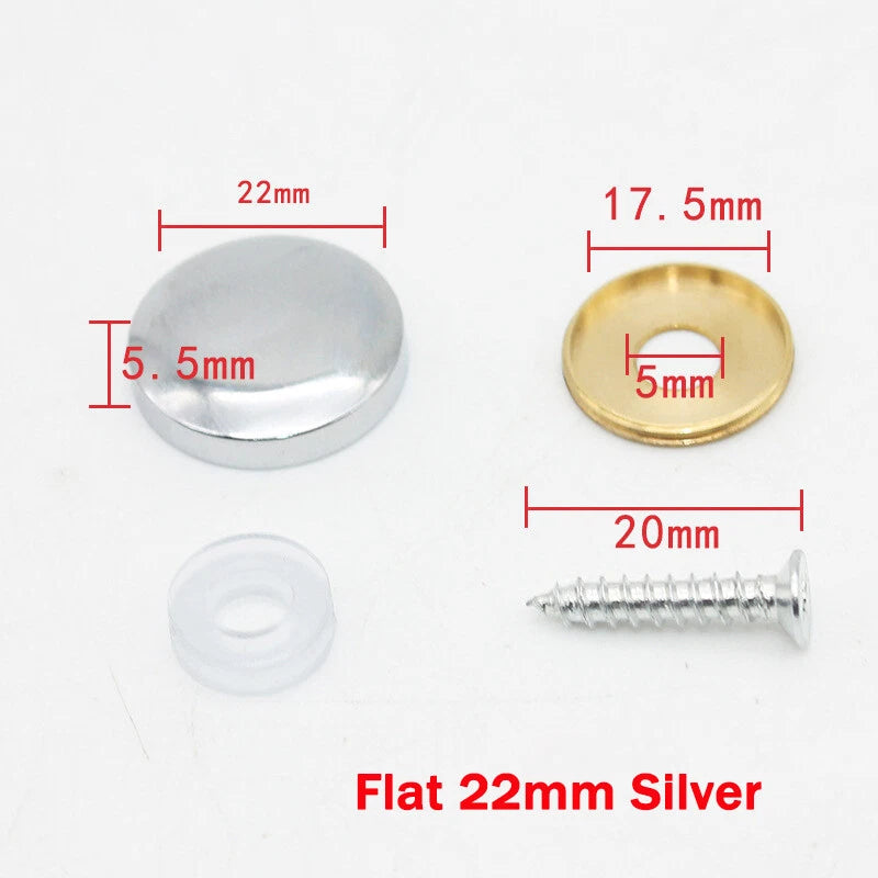 Mirror Screws Cap – Brass Chrome Decorative Cover Caps (10mm to 25mm) for Glass & Furniture – Silver/Gold