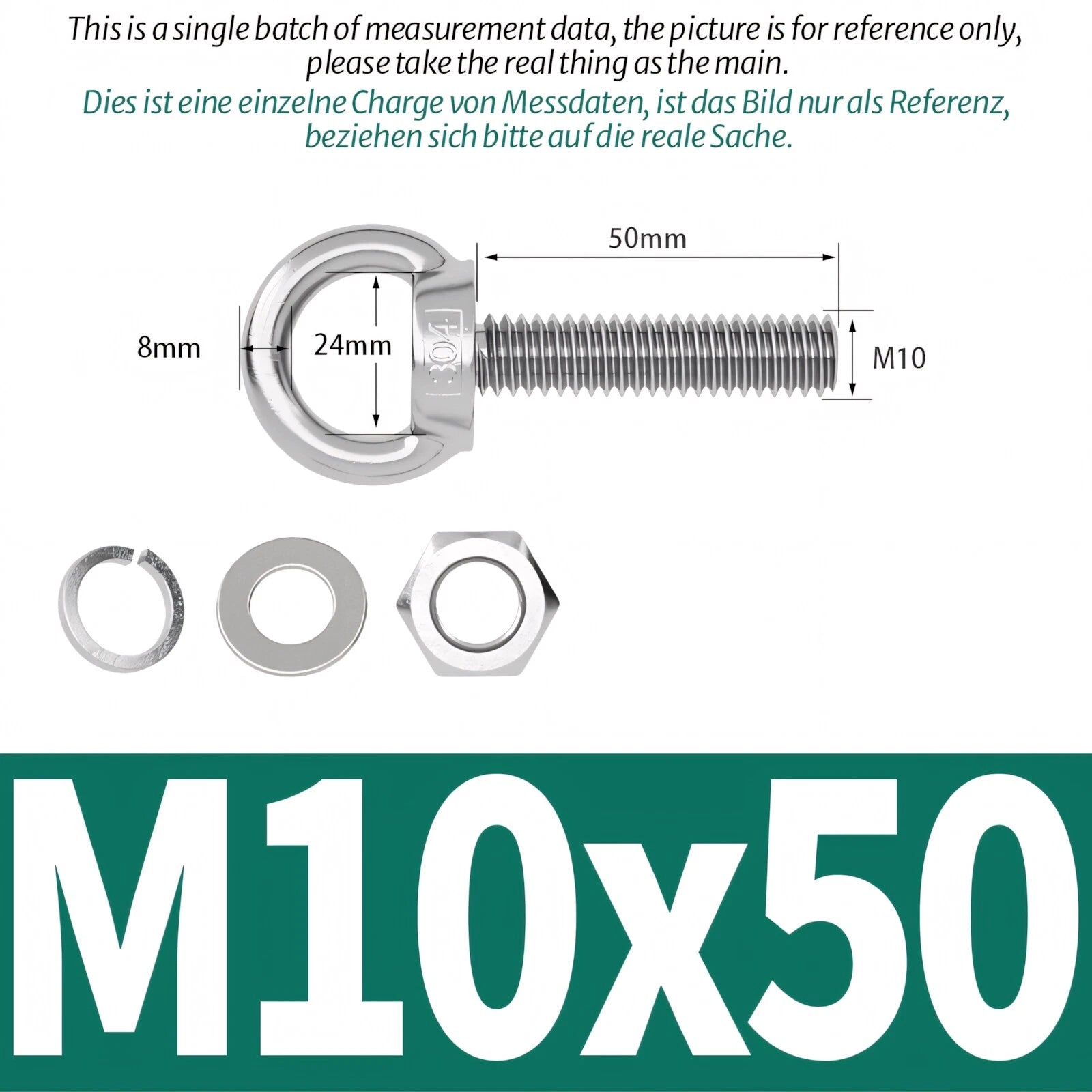 M8 M10 M12 Eye Bolts Kit Screws Nut Washer Long Boat Stainless Steel A2 304