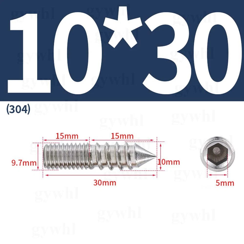 Wood To Metal Dowels Double Ended Threaded Furniture Screws M3 M4 M5 M6 8 10 M12