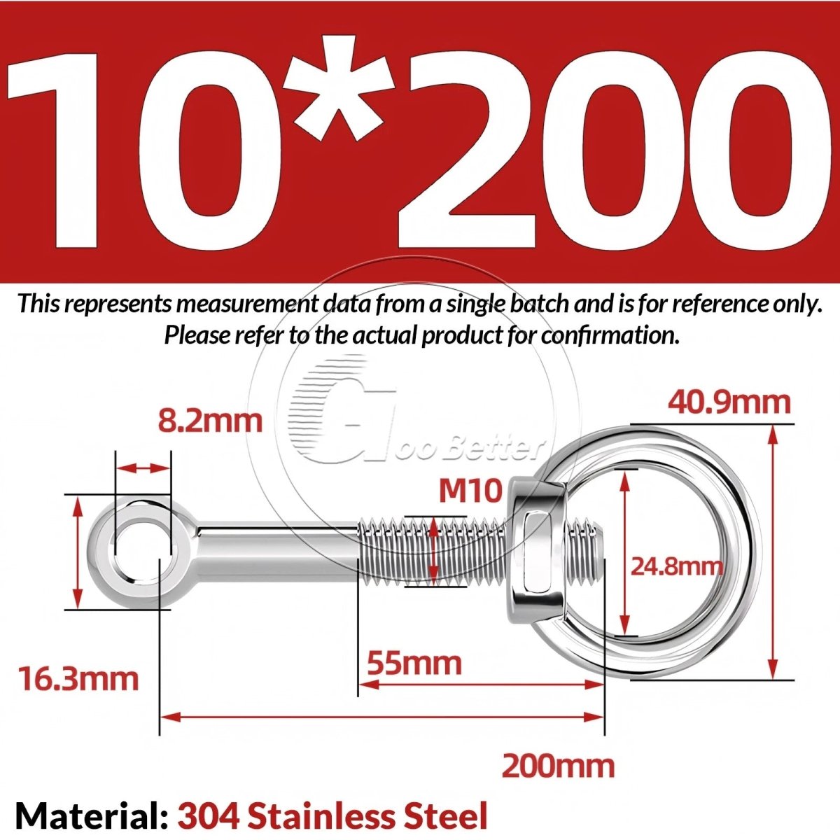 M10 M12 M14 Stainless Steel Eye Bolt & Eye Nut Set — A2 - 304, Threaded Lifting Ring - HomeDIYer