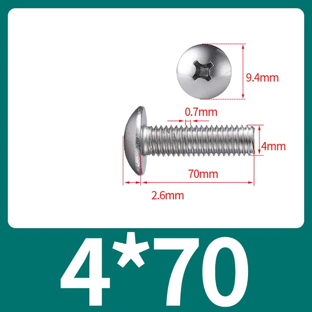 M4-M8 Phillips Truss Head Machine Screw Large Flat Head Screws Stainless Steel