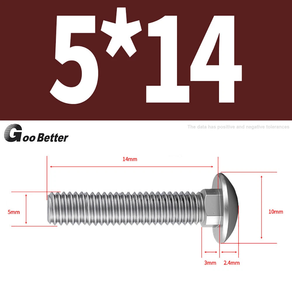 M4–M12 Carriage Bolts A2 Stainless Steel | Cup Square Neck Screws