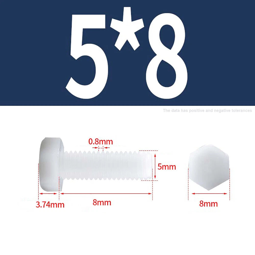 M3–M12 White Nylon Hex Bolts | Plastic Hexagon Head Machine Screws DIN 933