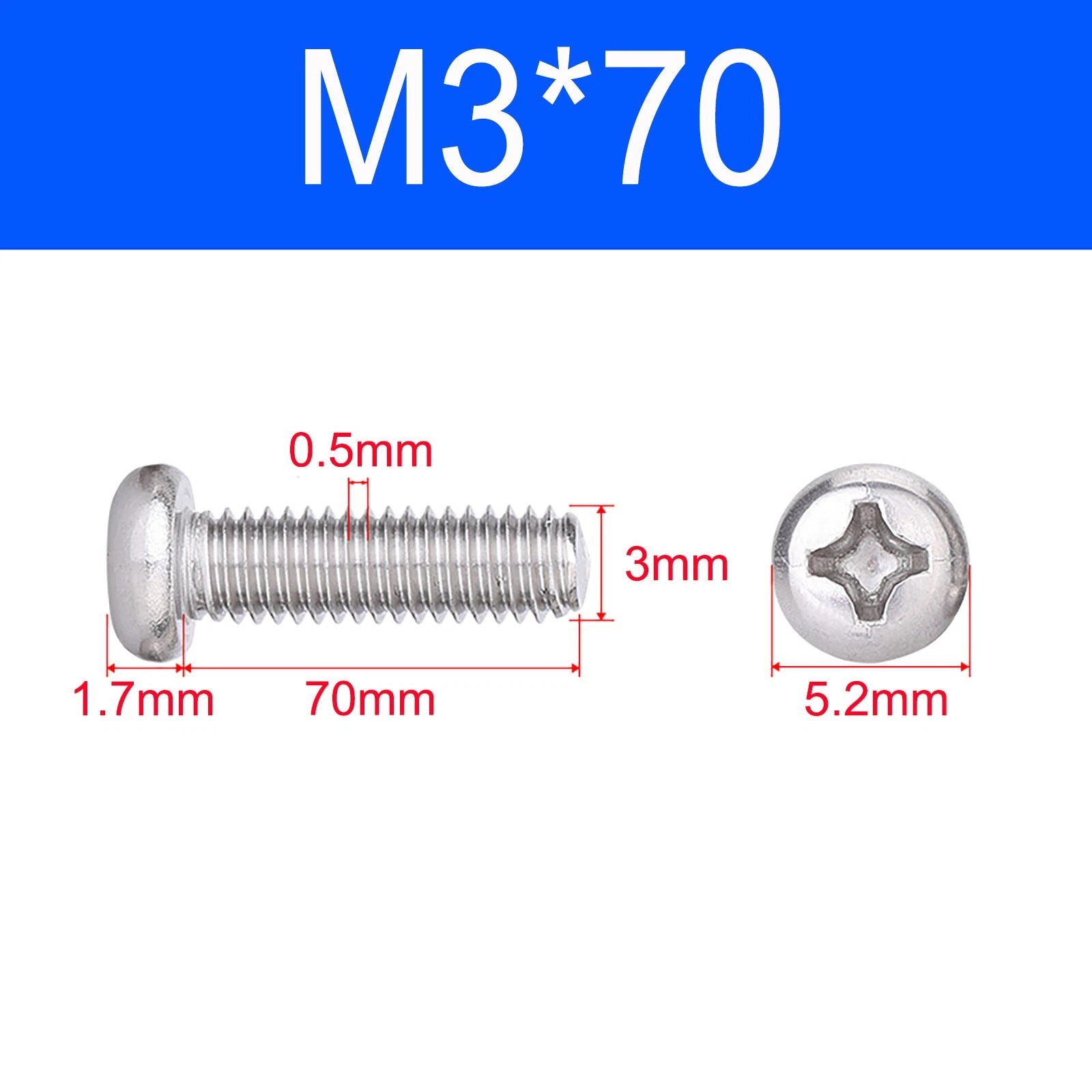 M3 M3.5 M4 M5 A2 Stainless Steel Pozi Pan Head Machine Screws DIN 7985