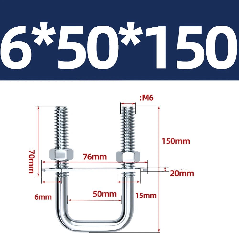 Square U - Bolts with Plate and Nuts – M6 M8 M10 M12 Zinc Plated, Trailer & Pipe Clamp Fasteners - HomeDIYer