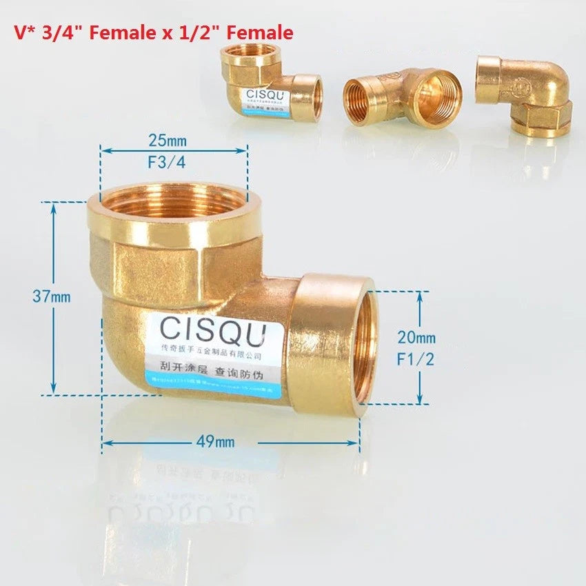 Brass NPT Pipe Fittings – 1/2" & 3/4" Male Female Thread Adapter Connector