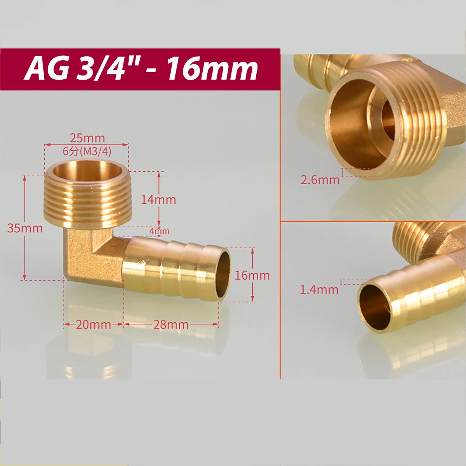 Brass 90° BSP Male Elbow x Barbed Hose Tail Fitting – Air & Water Pipe Connector