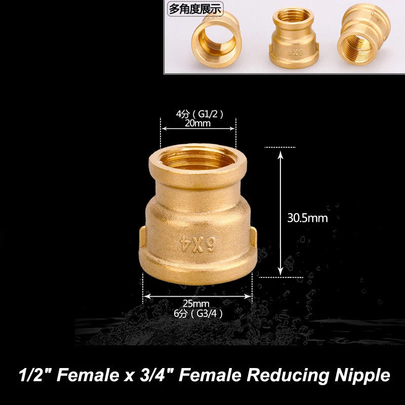 1/2" & 3/4" BSP Brass Pipe Fittings — Nipple, Elbow, Tee, Cross, Union, Plug & Bushing